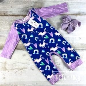 PETE+LUCY | Girls Diamond Unicorns Long-Sleeve Romper